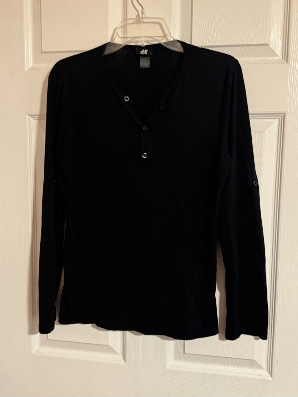 H&M Black Long-Sleeve Henley Shirt